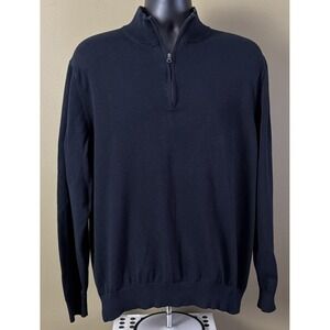 PAUL FREDERICK Black Supima Cotton 1/4 Zip Sweater Men's Size XXL